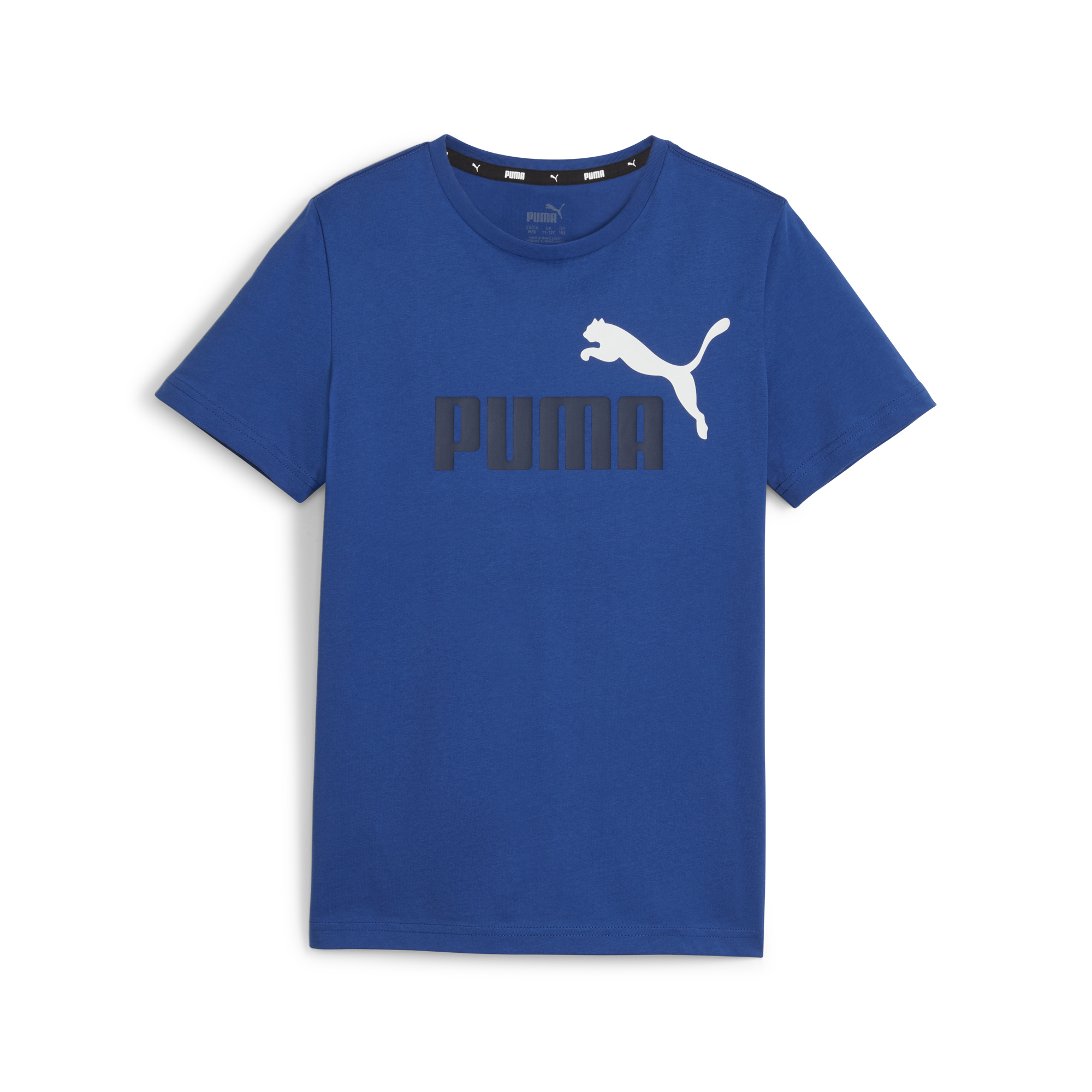 T-shirt blu da bambino con logo sul petto Puma Essentials+ Two-Tone Logo, Abbigliamento Sport, SKU a762000090, Immagine 0